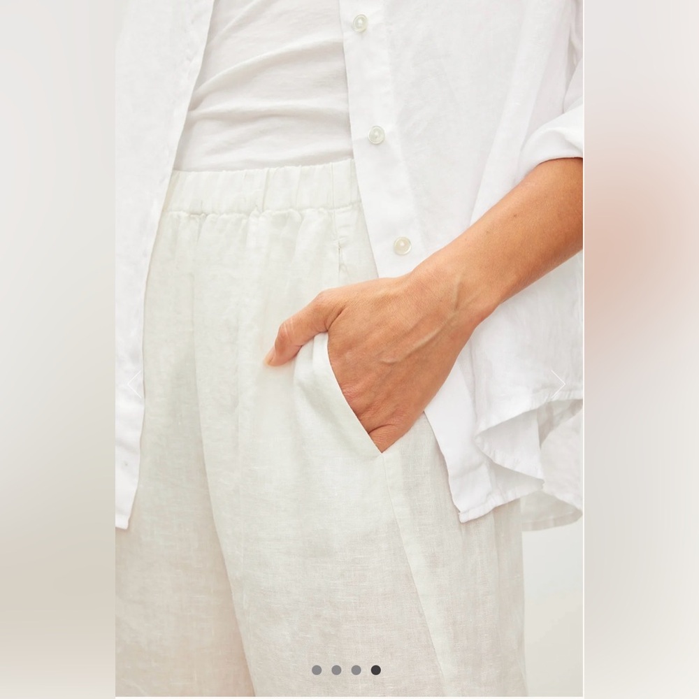 Velvet by Graham & Spencer Lola Linen Pant in Chalk White Small Relaxed Fit Crop - Picture 4 of 16